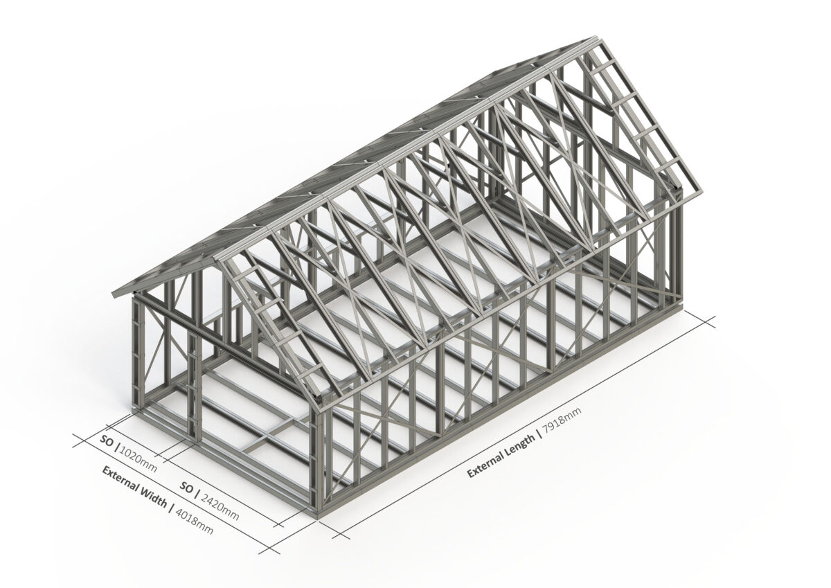 Bespoke 026 Pitched Steel Garden Room Frame — supplier catalogue frame